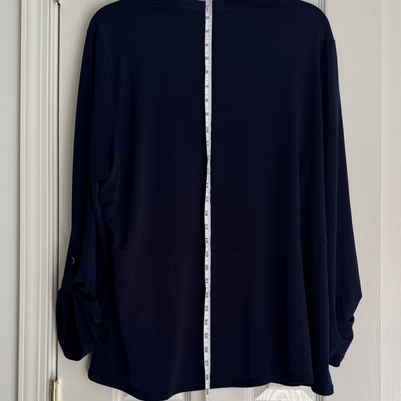 Susan Graver Liquid Knit Open Front Cardigan - Navy XL - Picture 4 of 6